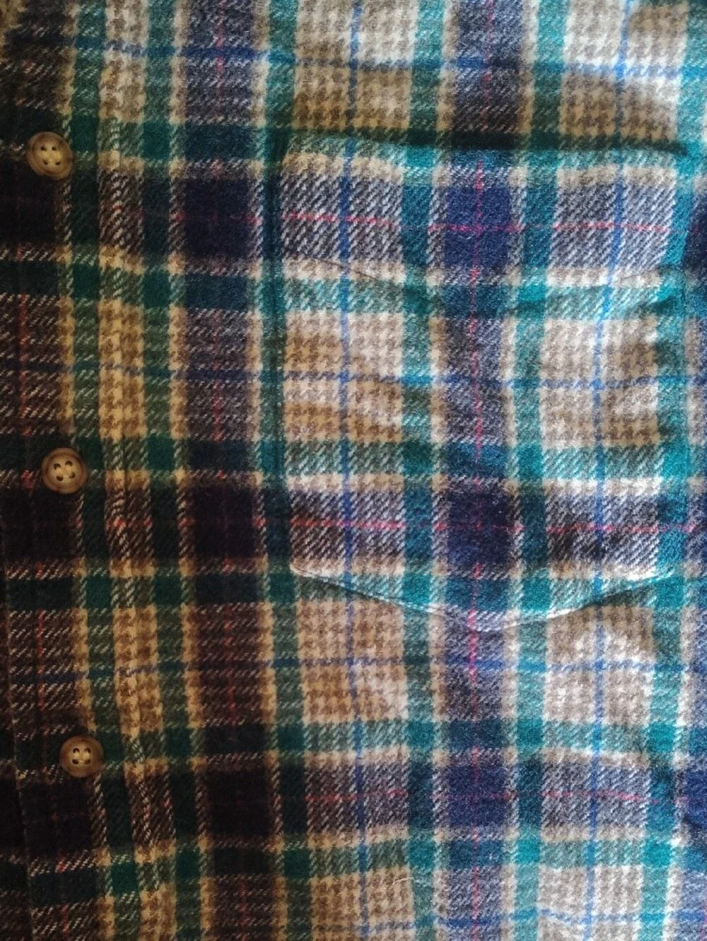 Boys XL Vintage Pendleton Green & Purple Plaid Shirt 100% Virgin Wool
